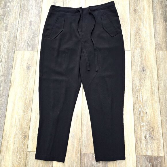 Sisley Tapered Leg Black Pants, High Waist Zipper - Picture 1 of 15